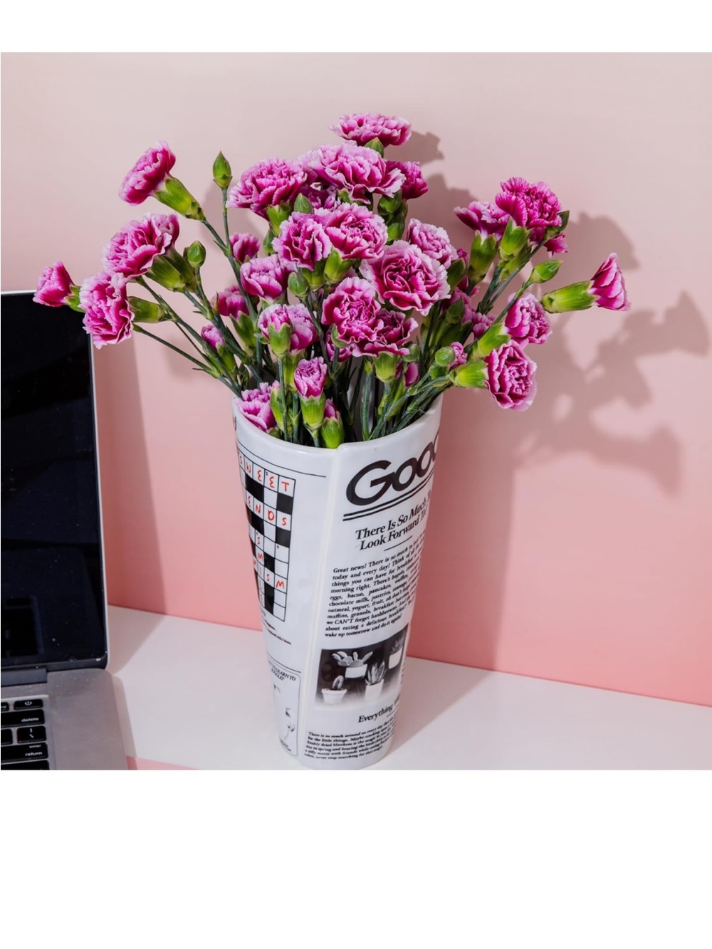 ban.do Vintage Newspaper Vase - Retro Ceramic Funky Shelf Decor